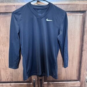 Nike Dri-Fit Long Sleeve Athletic Shirt‎ Black V-Neck Small DA4730-010